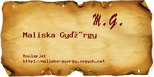 Maliska György névjegykártya